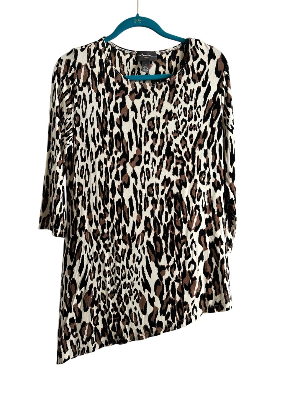 Chico's Travelers Women’s Animal Print Tunic Blouse Size 1 Medium